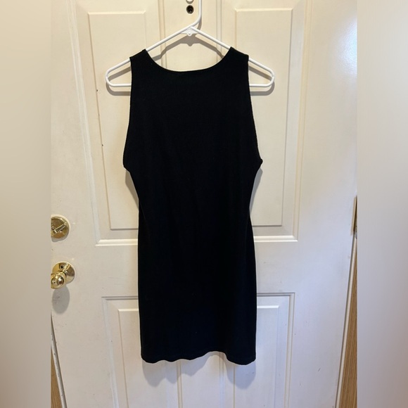 Reformation Size XL Black Tencel Ribbed Knit Sleeveless Mini Tank Dress - Picture 6 of 7